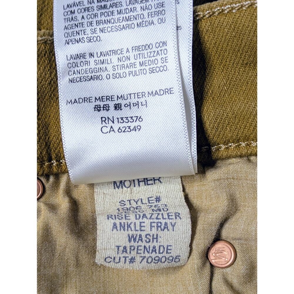 MOTHER Mid Rise Dazzler Ankle Fray Jeans 26 Tapenade Play Date Brown Crop Flare - Picture 12 of 14